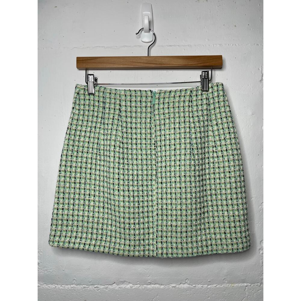 NEW MNG TMango Tweed Mini Skirt Pastel Green Size Medium - Picture 5 of 6